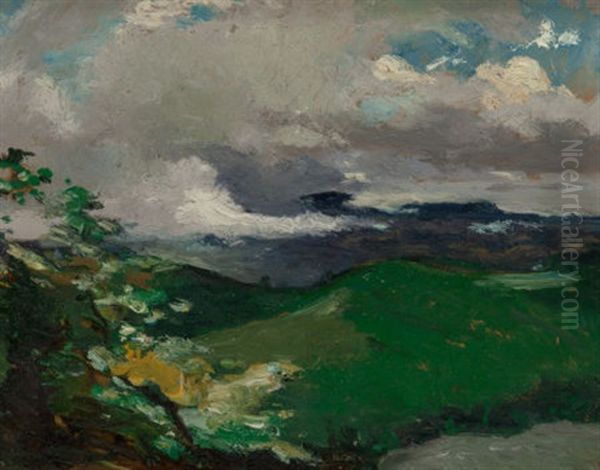 Green Hills Oil Painting by Elliot Daingerfield