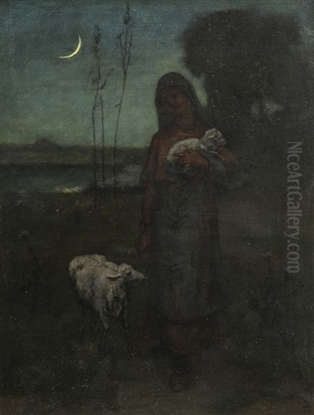 Shepherdess Oil Painting by Elliot Daingerfield