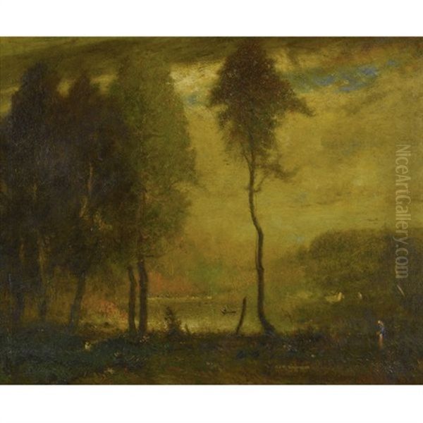 The Pond - Late Afternoon Oil Painting by Elliot Daingerfield