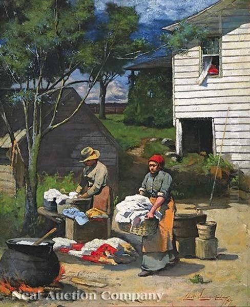 Wash Day Oil Painting by Elliot Daingerfield