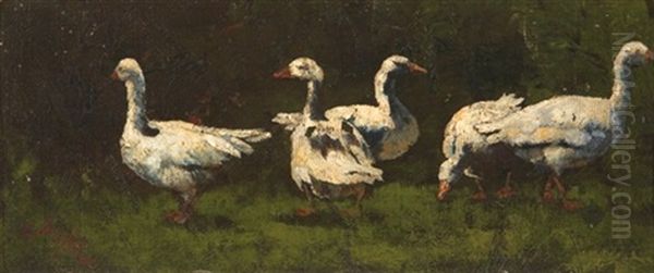 Study Of Geese Oil Painting by Elliot Daingerfield