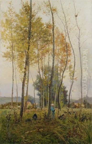 Jeune Femme Dans Le Sous Bois Oil Painting by Maurice Dainville