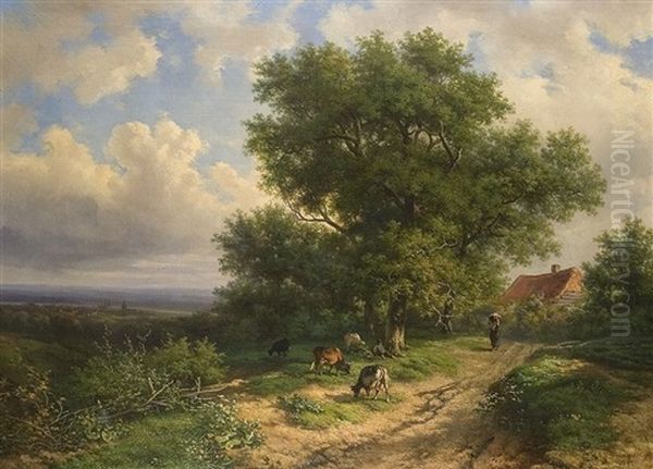 Landstrase Oberhalb Des Stromes Oil Painting by Alexander Joseph Daiwaille