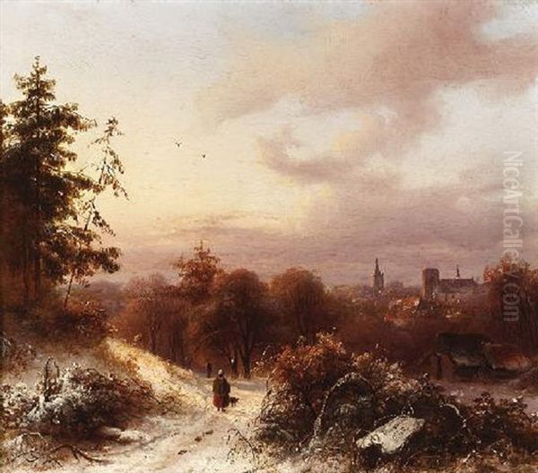 Blick Auf Das Winterliche Kleve Oil Painting by Alexander Joseph Daiwaille