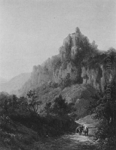 Mittelgebirgslandschaft (an Der Ahr?) by Alexander Joseph Daiwaille