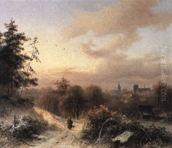 Landschaften (pair Of Sommer/winter Scenes) by Alexander Joseph Daiwaille