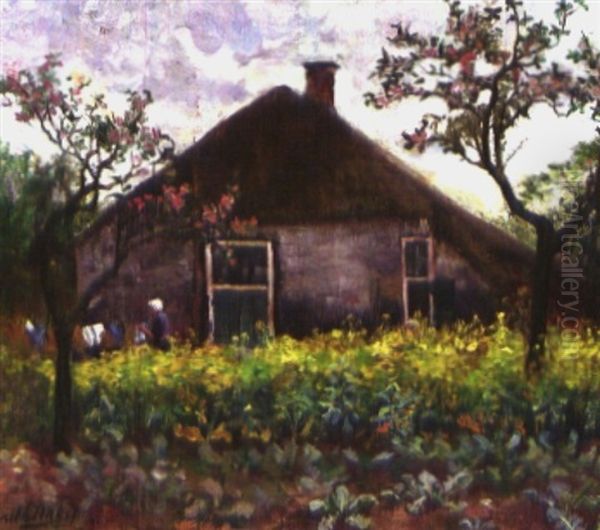 Bauerin Beim Wascheaufhangen Oil Painting by Carel Lodewijk Dake the Elder