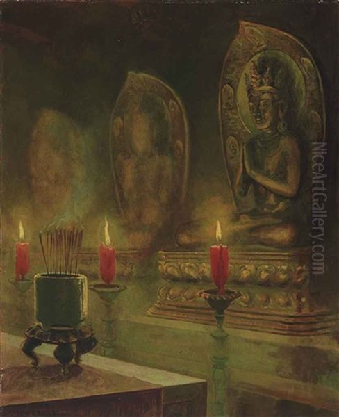 Buddhas Oil Painting by Carel Lodewijk Dake the Younger