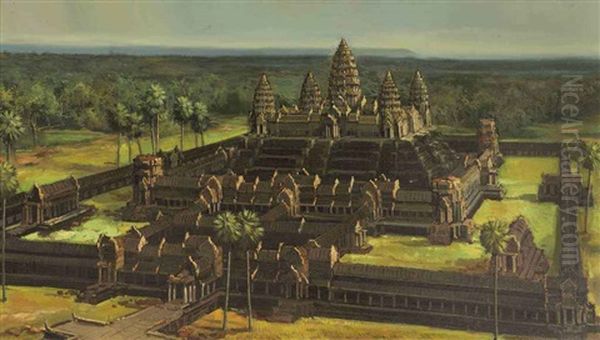 Angkorwat, Kambodscha Oil Painting by Carel Lodewijk Dake the Younger