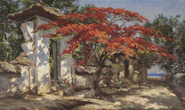 Flamboyant Tree Oil Painting by Carel Lodewijk Dake the Younger