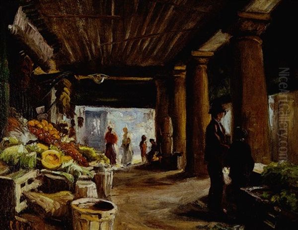 French Market, New Orleans Oil Painting by Carel Lodewijk Dake the Younger