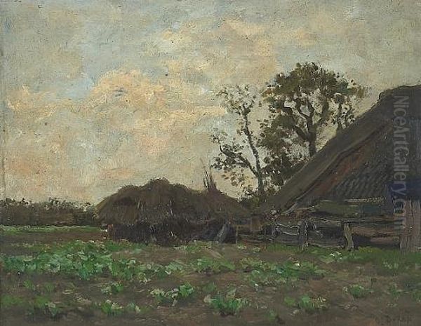 On The Farm (+ The Old Barn, Smlr; Pair) Oil Painting by Carel Lodewijk Dake the Younger