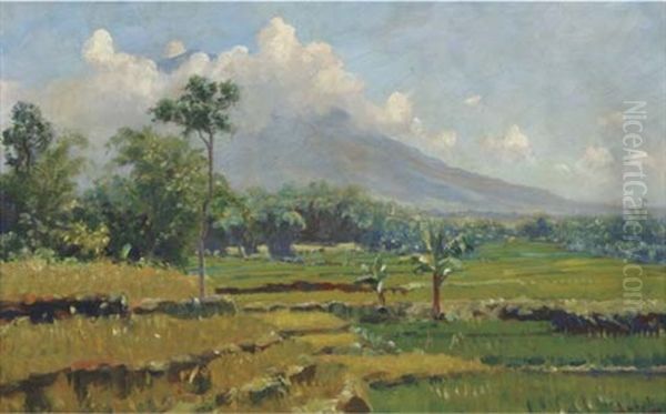 Landschap In West Java (gedeh) Oil Painting by Carel Lodewijk Dake the Younger