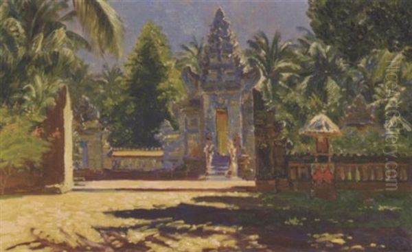 Entrance To A Temple Complex Oil Painting by Carel Lodewijk Dake the Younger