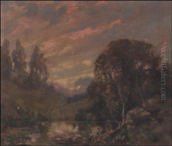 Landscape At Sunset Oil Painting by Tilden Daken