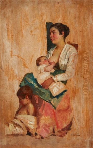 Mother And Child Oil Painting by Eduardo Dalbono