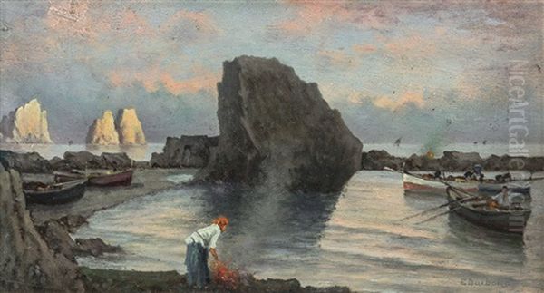 Pescatori A Capri Oil Painting by Eduardo Dalbono