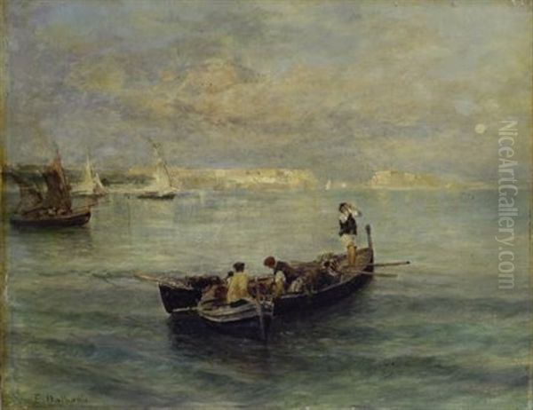 Barca Di Pescatori Oil Painting by Eduardo Dalbono