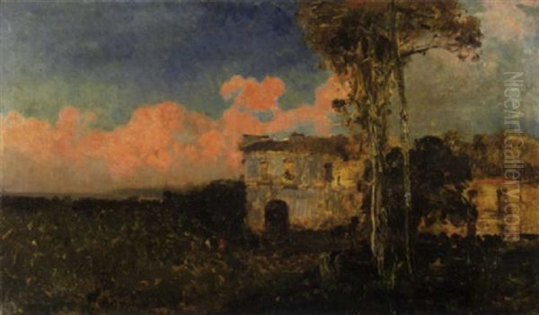 Tramonto A Portici Oil Painting by Eduardo Dalbono