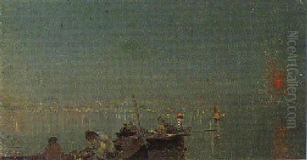 Luci Nel Golfo Di Napoli Oil Painting by Eduardo Dalbono