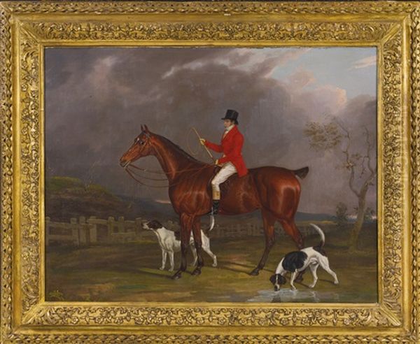 A Huntsman And Hounds Oil Painting by David (of York) Dalby