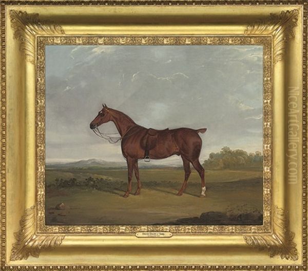 A Bay Hunter In A Landscape Oil Painting by David (of York) Dalby