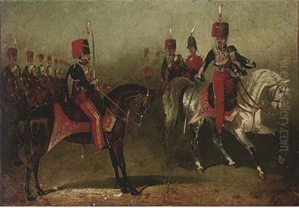 11th Hussars On Parade Oil Painting by David (of York) Dalby