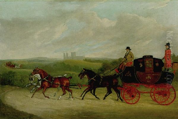 The Edinburgh And London Royal Mail, With York Minster Beyond Oil Painting by David (of York) Dalby