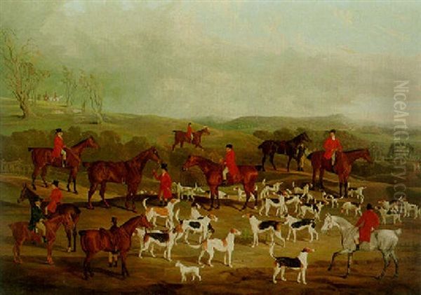 The Hon. Edward Petre With The Badsworth Hunt, Country Durham Oil Painting by David (of York) Dalby