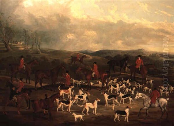 The Hon. Edward Petre Of Stapleton Park With The Badsworth Hounds Oil Painting by David (of York) Dalby