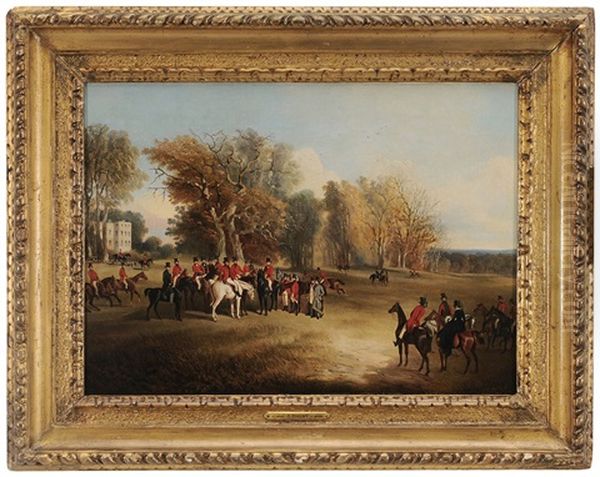 A Hunt Meet In A Parkland, With Distant Country House Oil Painting by John Dalby