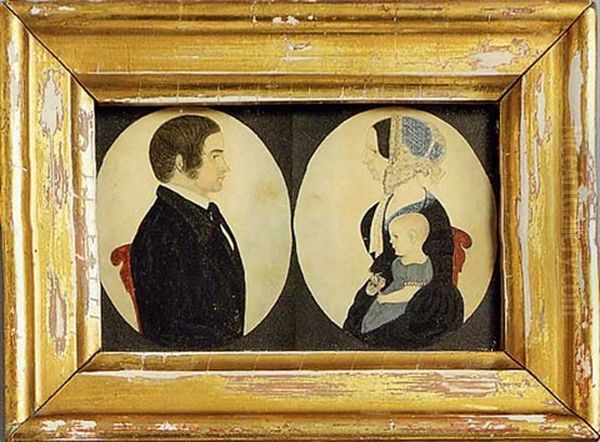 A Father (+ A Mother Holding An Infant; Pair) Oil Painting by Justus Dalee