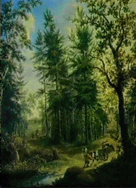 Waldlandschaft Mit Einem Pferdewagen Oil Painting by Dirk Dalens III