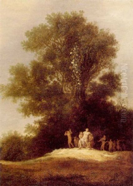 A Landscape With Silenus Leading A Bacchanal Oil Painting by Dirk Dalens the Elder