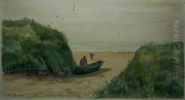 Bord De Mer Aux Dunes Oil Painting by Louis R. Antral