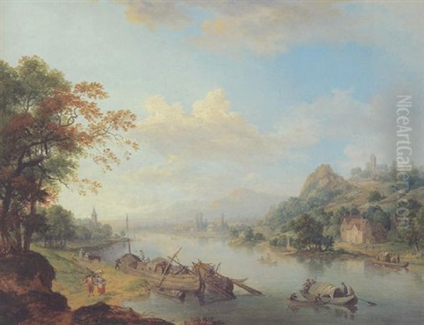 Rheinlandschaft Oil Painting by Dirk Dalens the Younger