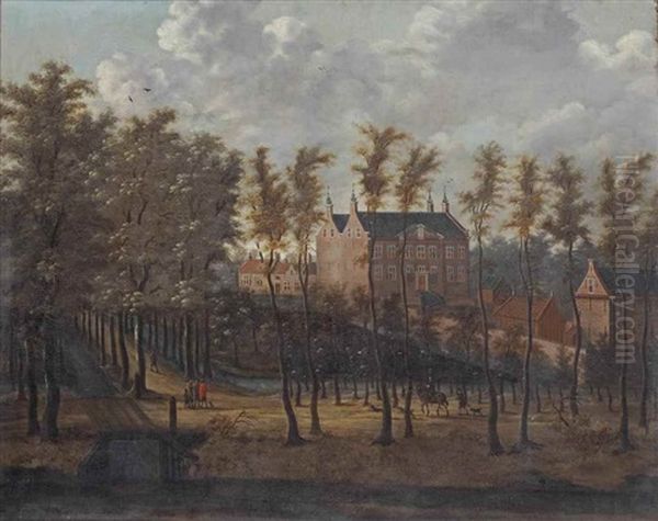 A View Of The Estate De Wiers, Vreeswijk Oil Painting by Jan Dalens