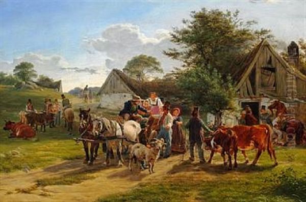 Parti Af Et Dyrskue Oil Painting by Carlo Edoardo Dalgas