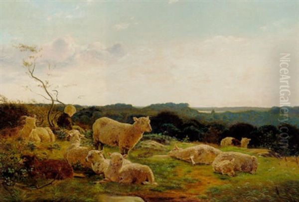 Far Pa En Hoj Ved Skarritsoen Oil Painting by Carlo Edoardo Dalgas