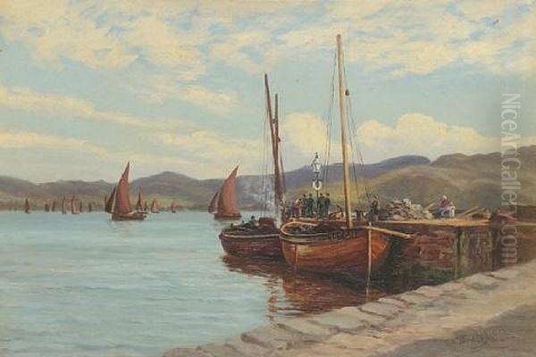 Loading Fishing Boats On The West Coast Oil Painting by William Dalglish