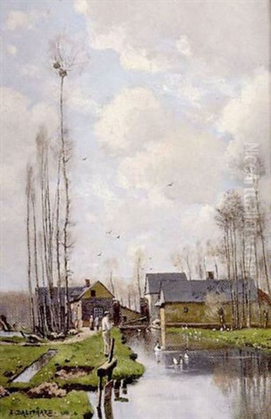 Bord De Riviere Oil Painting by Edouard Daliphard