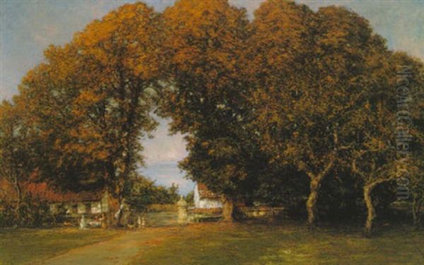 Lunch In The Garden Oil Painting by Hans Mathias Halten Dall