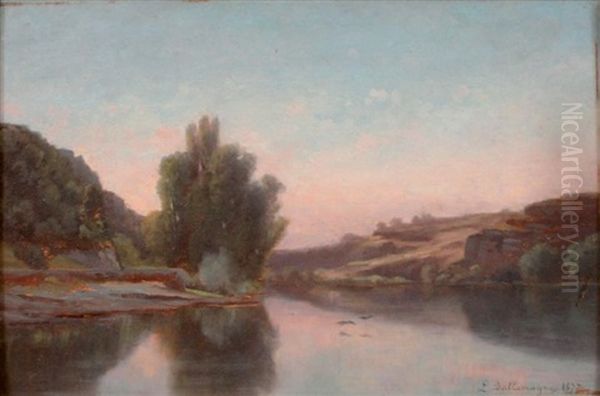 Paysage A La Riviere Oil Painting by Leon Dallemagne