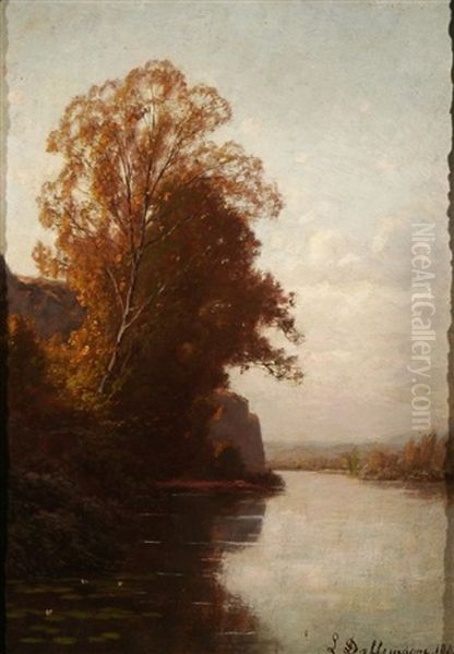 Summer Along The River Oil Painting by Leon Dallemagne