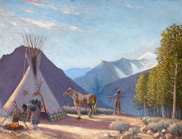 The Invocation Of The Rising Sun Oil Painting by Cyrus Edwin Dallin