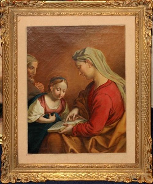 St. Anne Teaching Mary Oil Painting by Johann Baptist Dallinger von Dalling the Younger