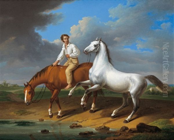 Junger Reiter Mit Handpferd Oil Painting by Johann Baptist Dallinger von Dalling the Younger