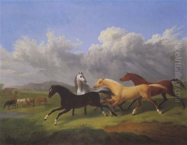 Pferd Auf Der Weide Oil Painting by Johann Baptist Dallinger von Dalling the Younger