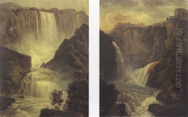 Vue Des Cascade De Tivoli Oil Painting by Johann Baptist Dallinger von Dalling the Younger