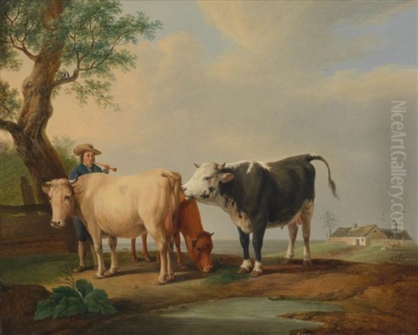 Landliche Idylle Oil Painting by Alexander Johann Dallinger Von Dalling